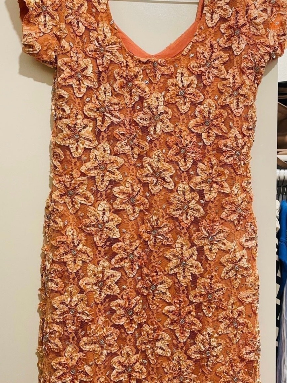 Embroidered Women’s Salwar Kameez Set in Burnt Orange - Picture 3 of 3
